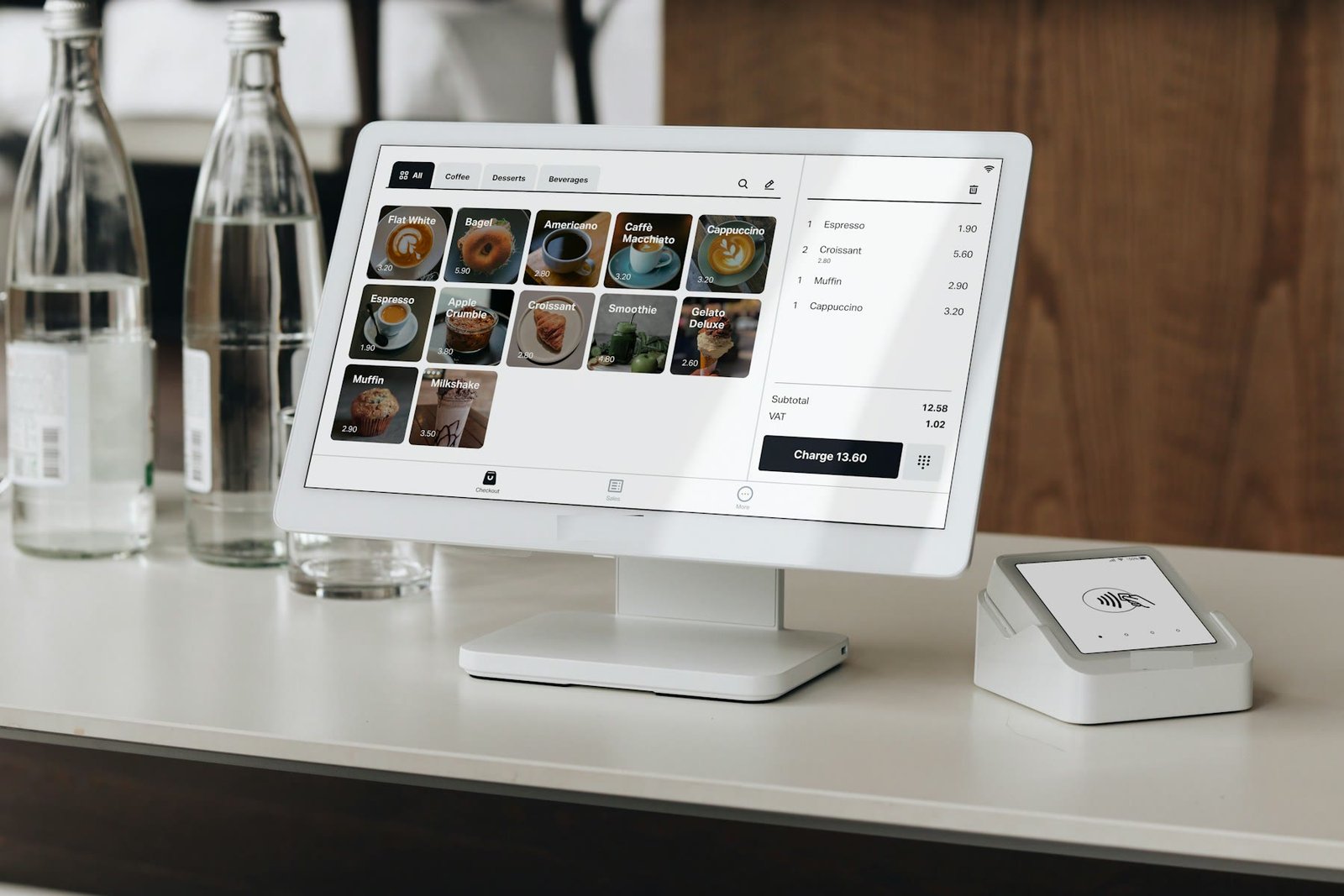 Touch POS terminal on a shop counter